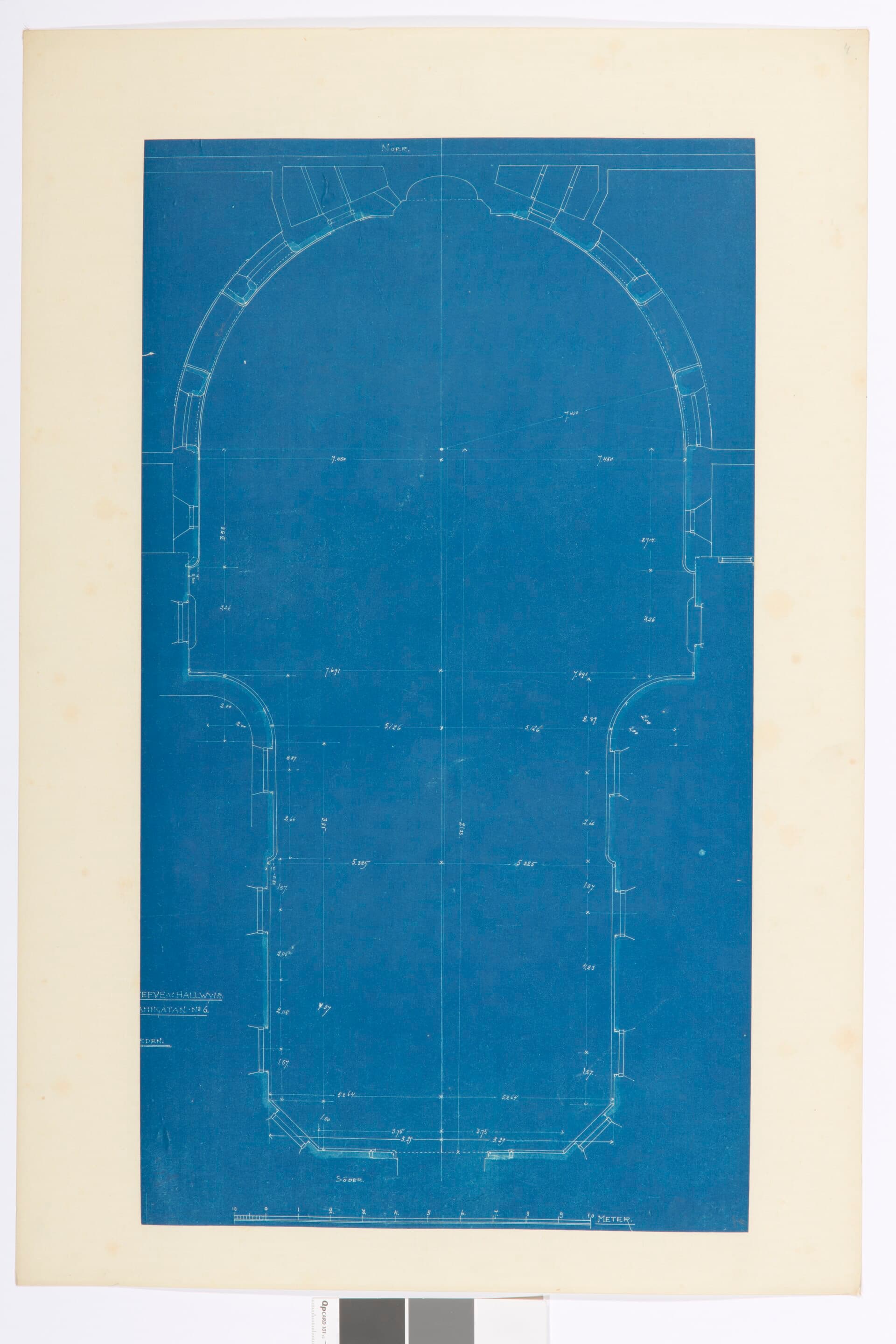 Historischer Bauplan (Blueprint) eines Innenhofs